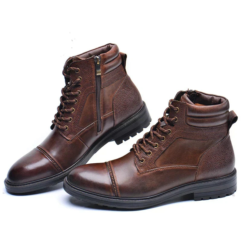 Bottes à lacets robustes pour hommes avec fermeture éclair latérale - Inspirées du travail pour toutes les occasions