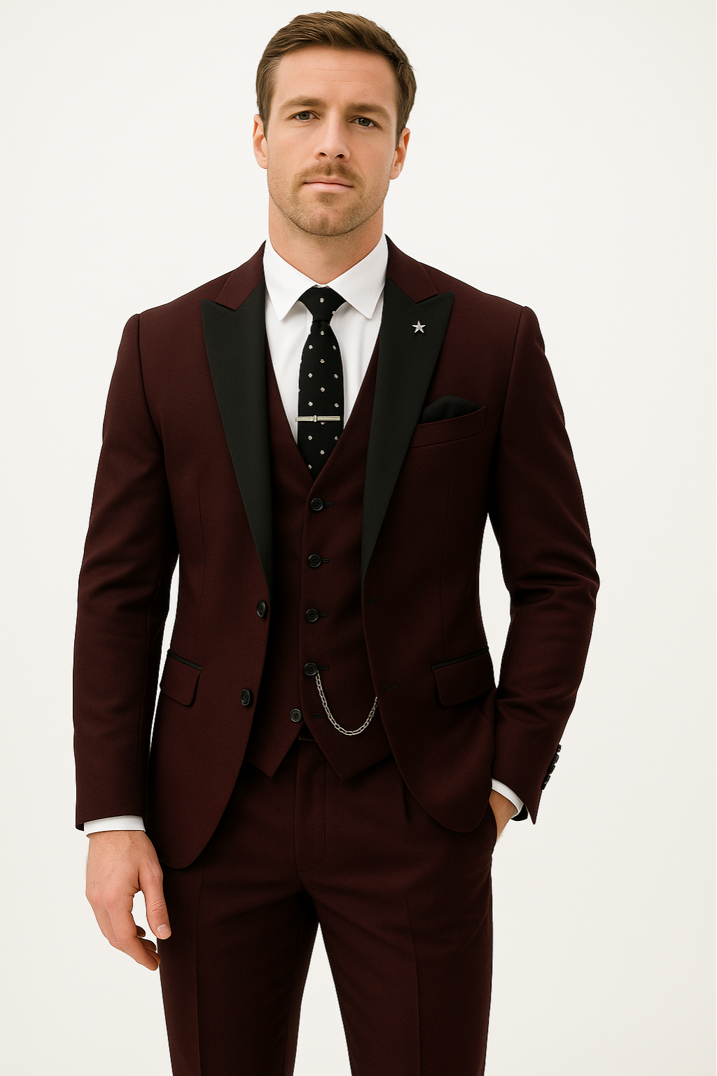 Ensemble de Costume Classique Formelle pour Hommes en Trois Pièces