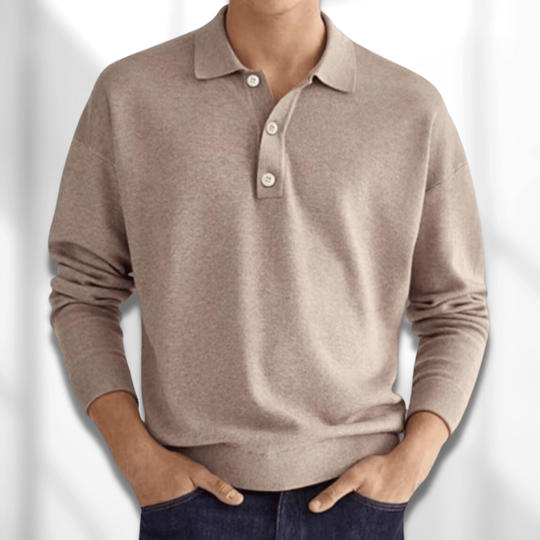 Pull Polo Classique à Manches Longues pour Hommes