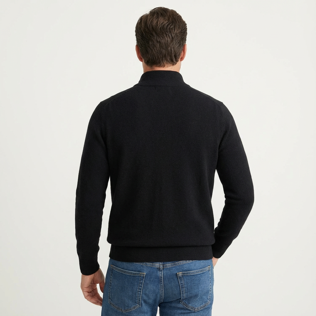 Pull classique à col zippé pour hommes – Pull polyvalent élégant-décontracté