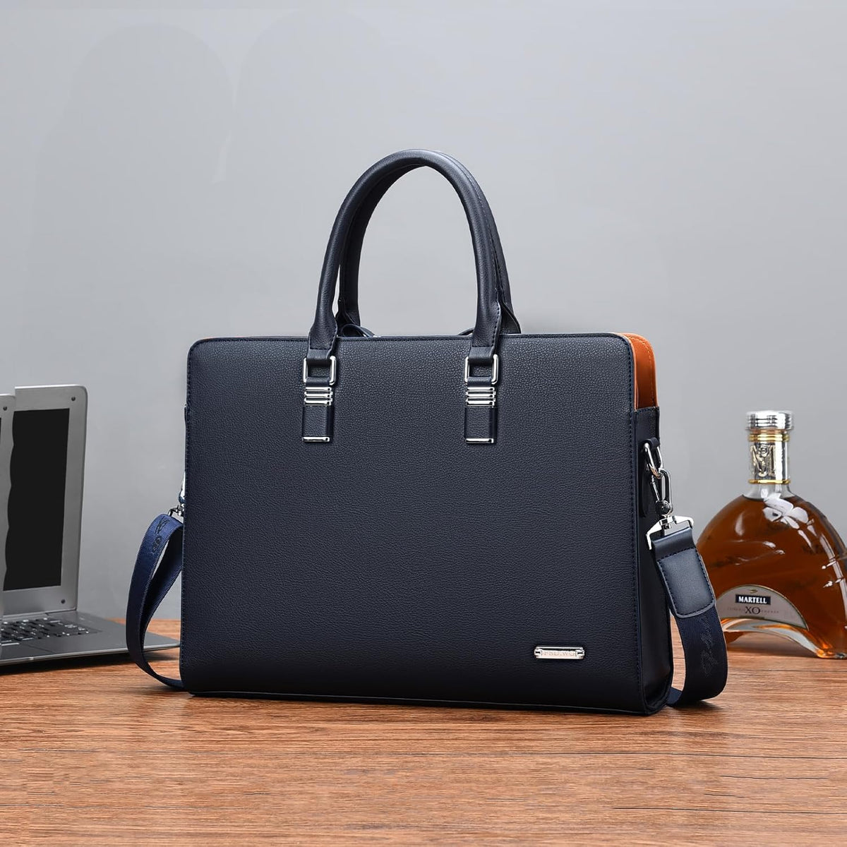 Sacoche d'affaires en cuir pour hommes - Sac pour ordinateur portable à plusieurs compartiments