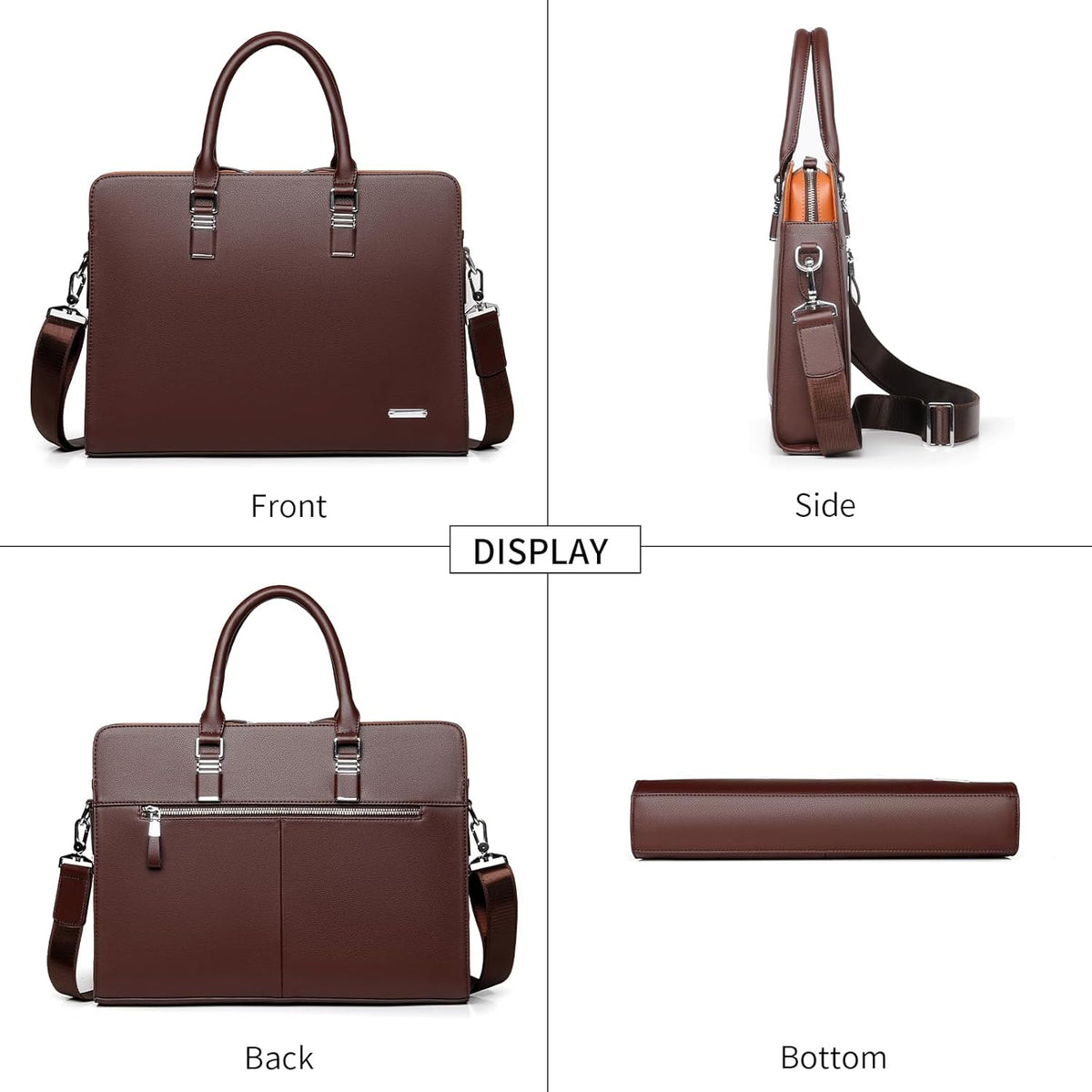 Sacoche d'affaires en cuir pour hommes - Sac pour ordinateur portable à plusieurs compartiments