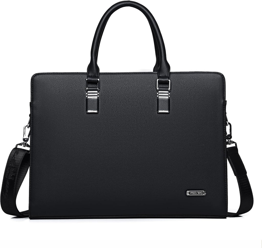 Sacoche d'affaires en cuir pour hommes - Sac pour ordinateur portable à plusieurs compartiments