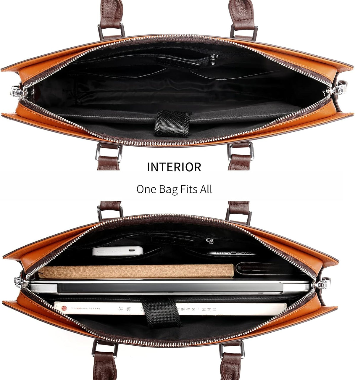 Sacoche d'affaires en cuir pour hommes - Sac pour ordinateur portable à plusieurs compartiments