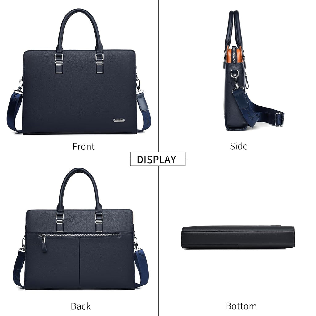 Sacoche d'affaires en cuir pour hommes - Sac pour ordinateur portable à plusieurs compartiments