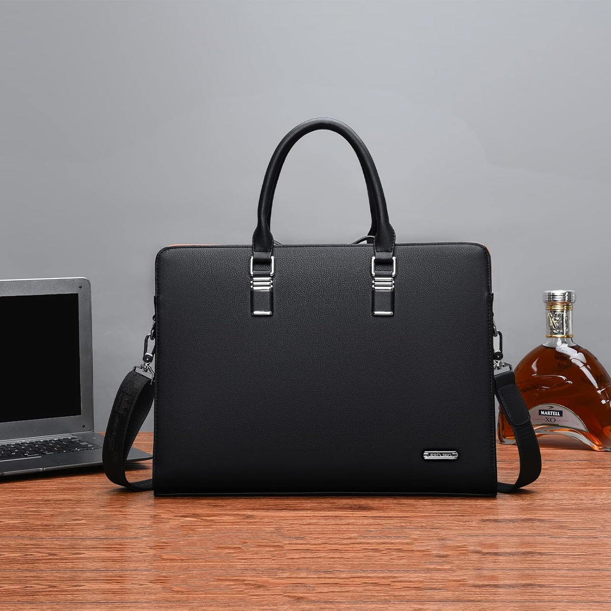 Sacoche d'affaires en cuir pour hommes - Sac pour ordinateur portable à plusieurs compartiments