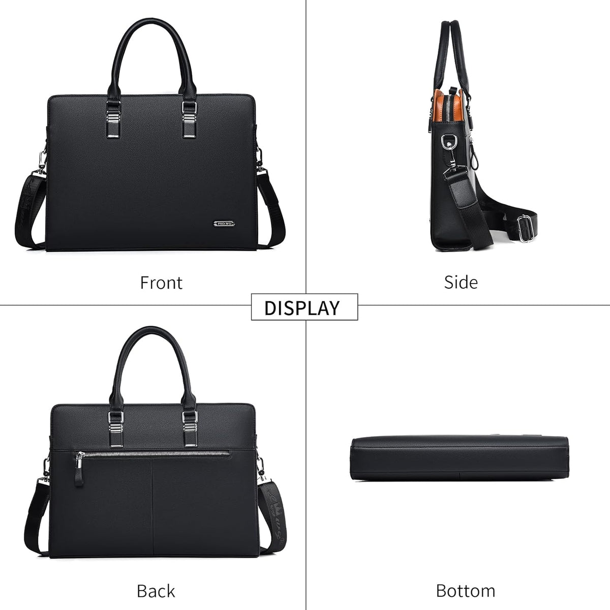 Sacoche d'affaires en cuir pour hommes - Sac pour ordinateur portable à plusieurs compartiments