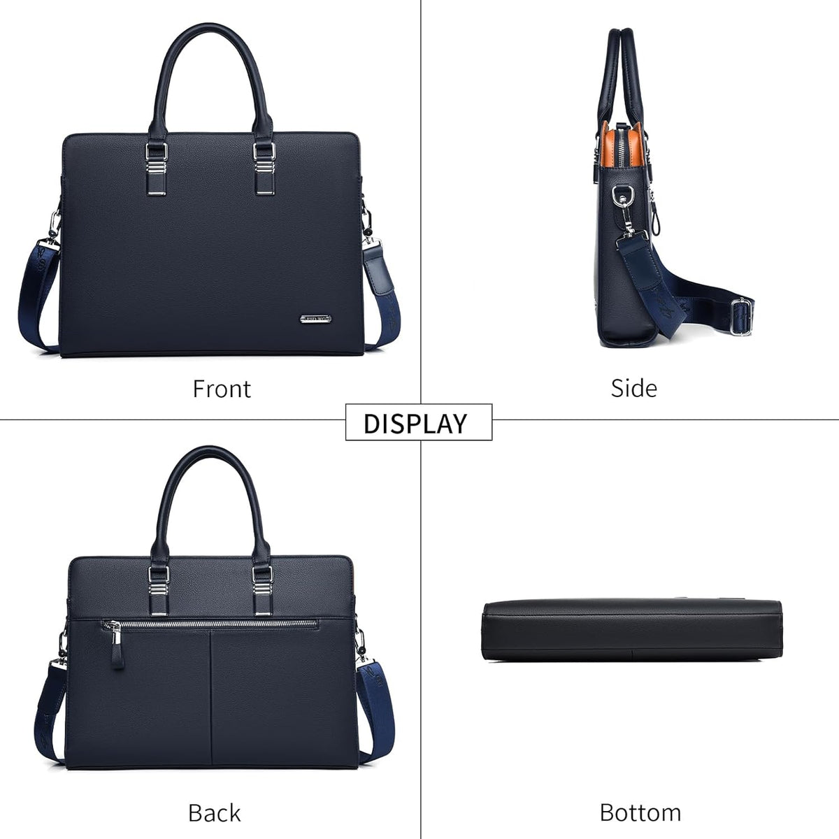 Sacoche d'affaires en cuir pour hommes - Sac pour ordinateur portable à plusieurs compartiments