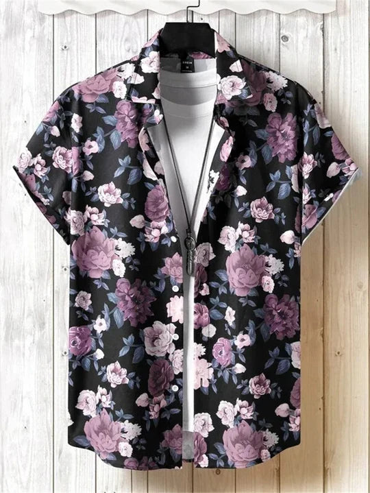 Chemise hawaïenne à imprimé floral 3D pour hommes pour la plage et l'été