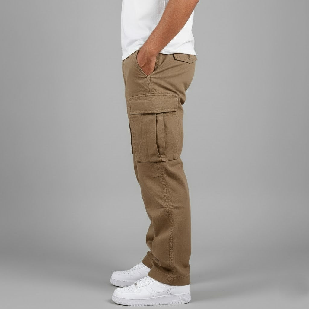 Pantalons cargo décontractés pour hommes avec poches latérales Streetwear