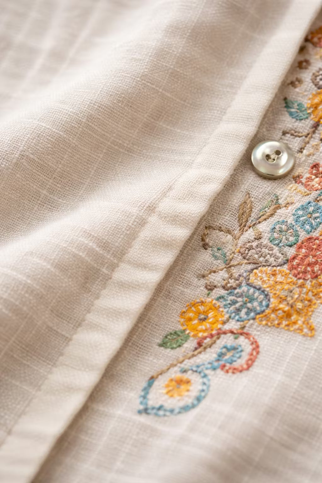 Chemise brodée florale à coupe décontractée pour hommes