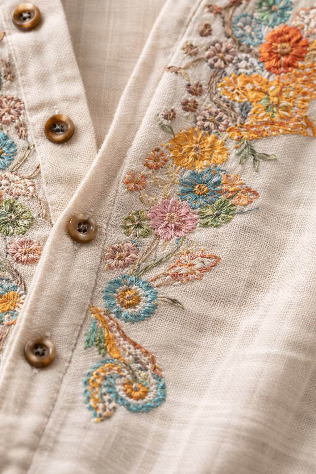 Chemise brodée florale à coupe décontractée pour hommes