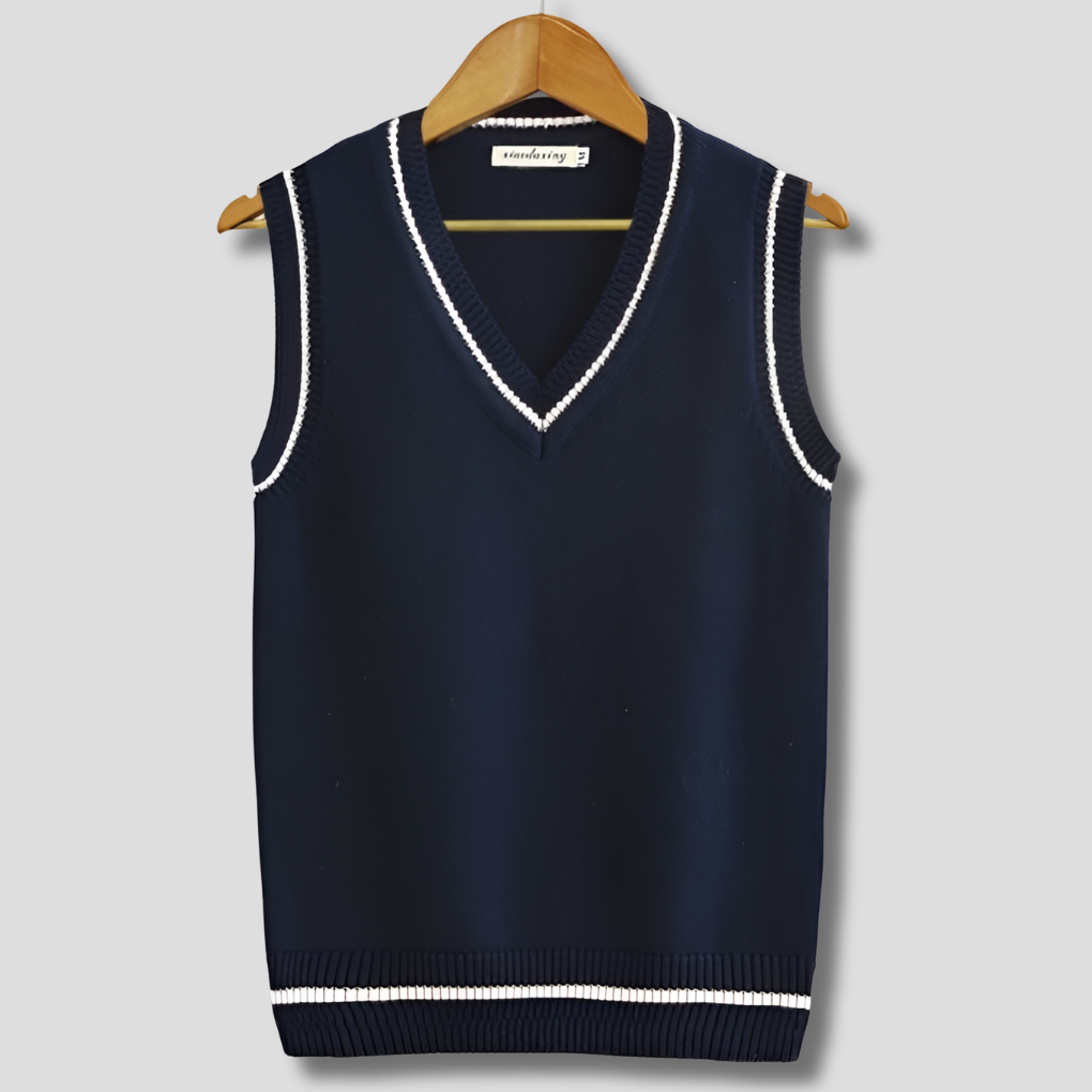 Gilet Pullover V-Neck à Rayures Rétro pour Hommes pour un Superposition Prép