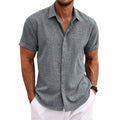 Chemise décontractée à manches courtes pour hommes, bouton devant, été