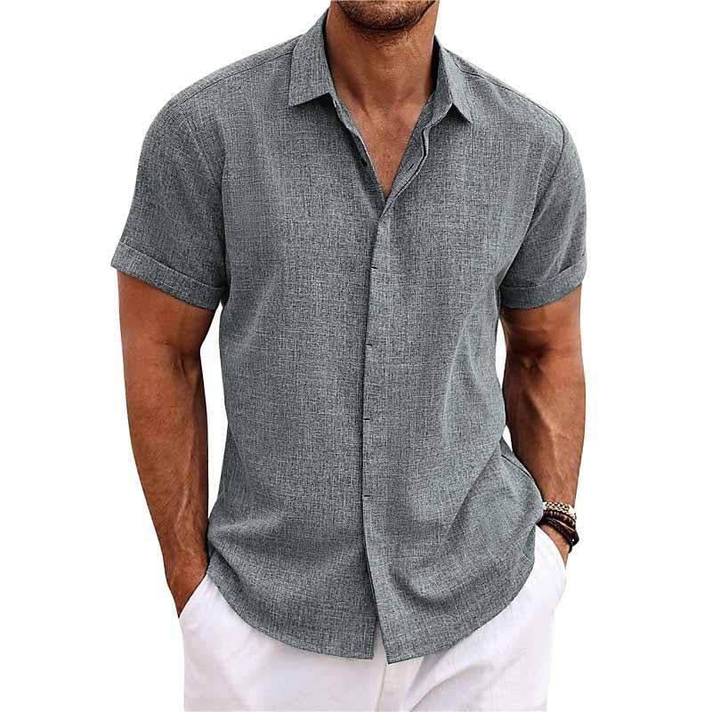 Chemise décontractée à manches courtes pour hommes, bouton devant, été
