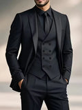 Ensemble de Costume 3 Pièces Slim Fit pour Homme avec Gilet Croisé