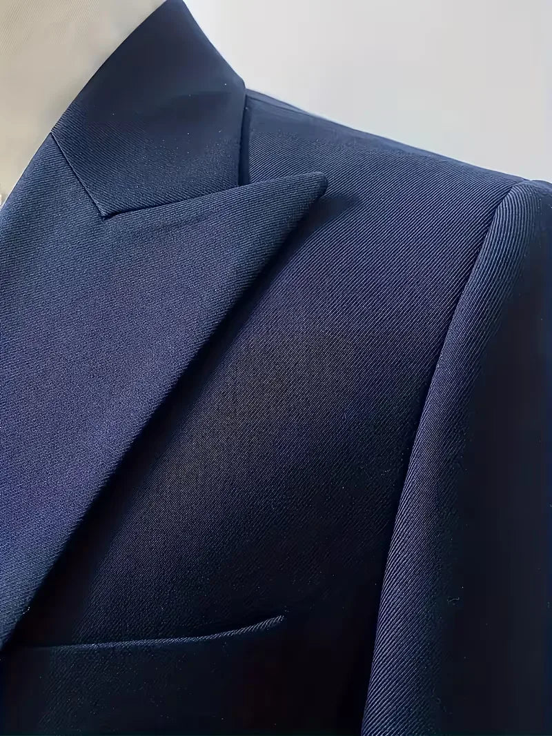 Ensemble de Costume 3 Pièces Slim Fit pour Homme avec Gilet Croisé