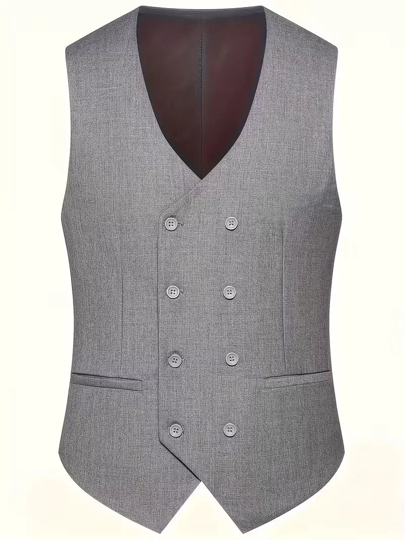Ensemble de Costume 3 Pièces Slim Fit pour Homme avec Gilet Croisé