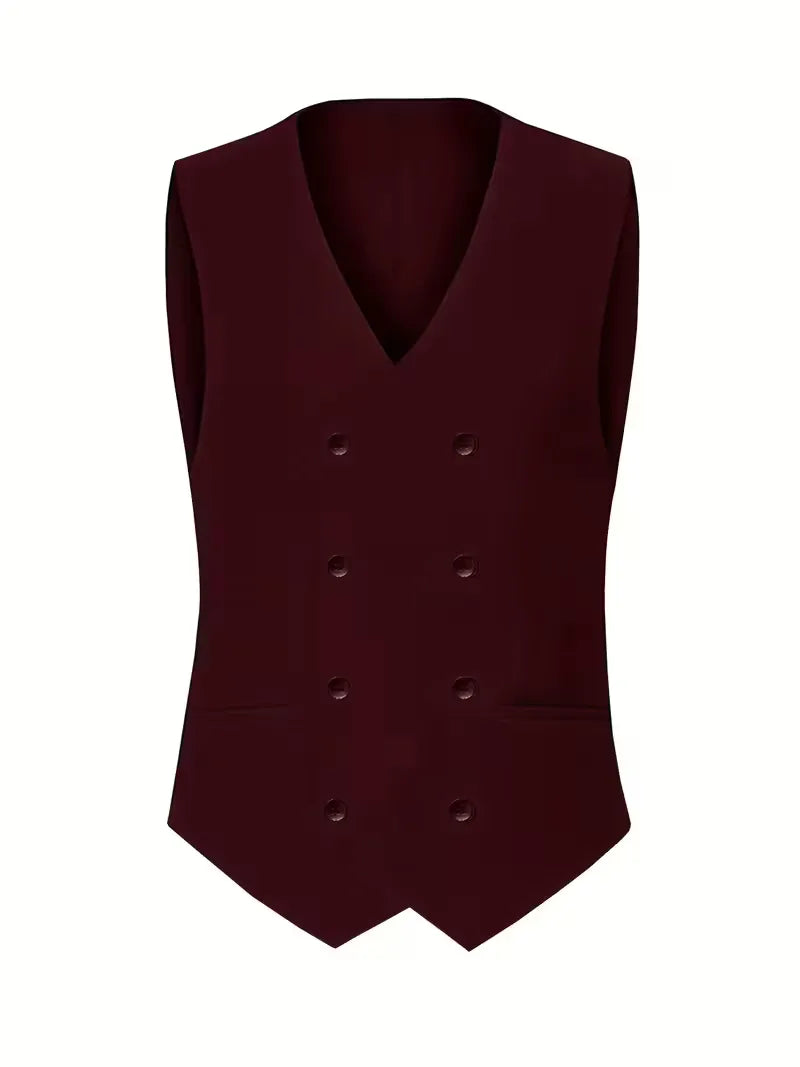 Ensemble de Costume 3 Pièces Slim Fit pour Homme avec Gilet Croisé