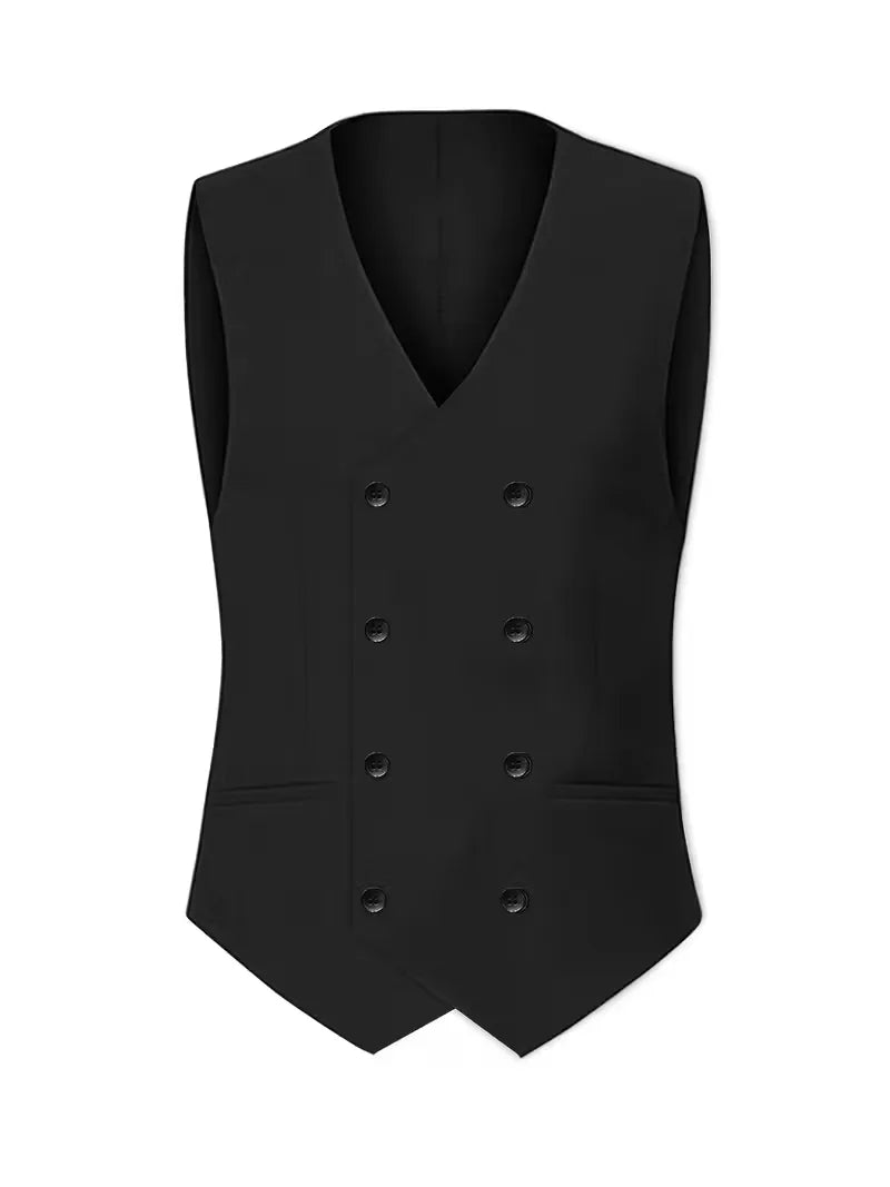 Ensemble de Costume 3 Pièces Slim Fit pour Homme avec Gilet Croisé