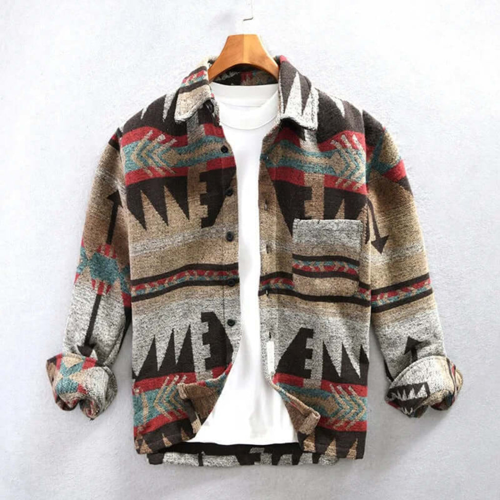 Chemise Veste à Imprimé Aztèque du Sud-Ouest pour Hommes