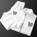 Ensemble de survêtement pour hommes avec veste zippée intégrale et pantalons en tricot à câble élégant