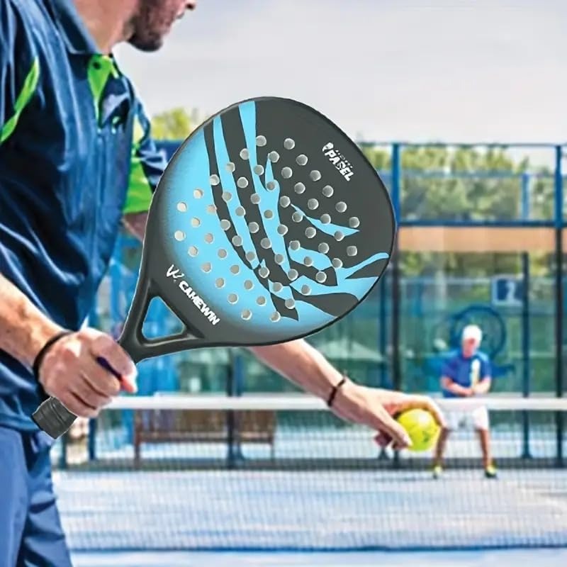 Raquette de Paddle Tennis en Fibre de Carbone pour Hommes avec Poignée et Sac