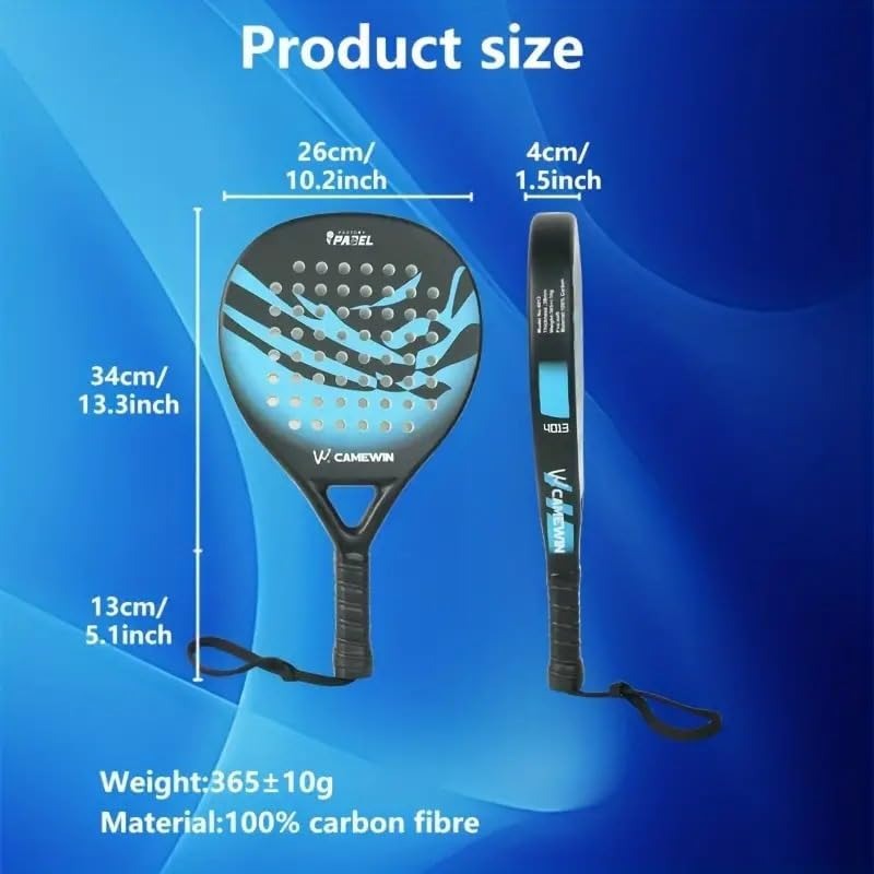 Raquette de Paddle Tennis en Fibre de Carbone pour Hommes avec Poignée et Sac