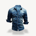 Chemise Western en Denim Classique pour Hommes avec Boutons-pression