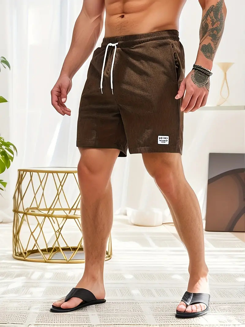 Shorts pour hommes à coupe décontractée avec taille à cordon