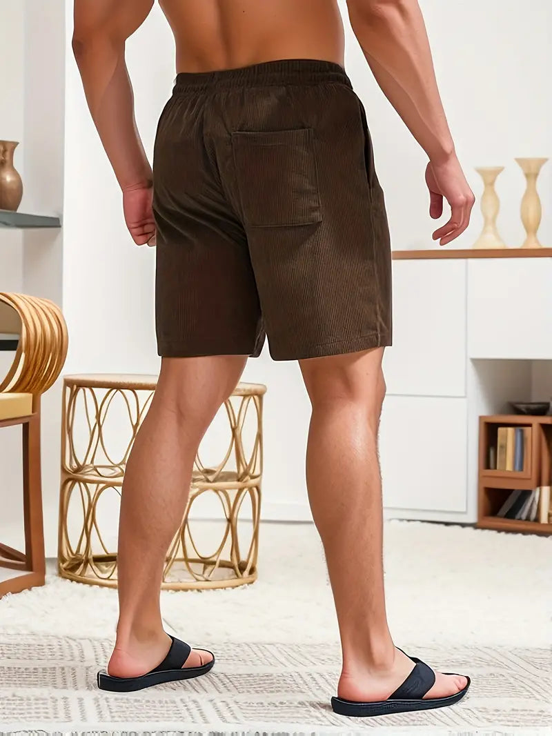 Shorts pour hommes à coupe décontractée avec taille à cordon