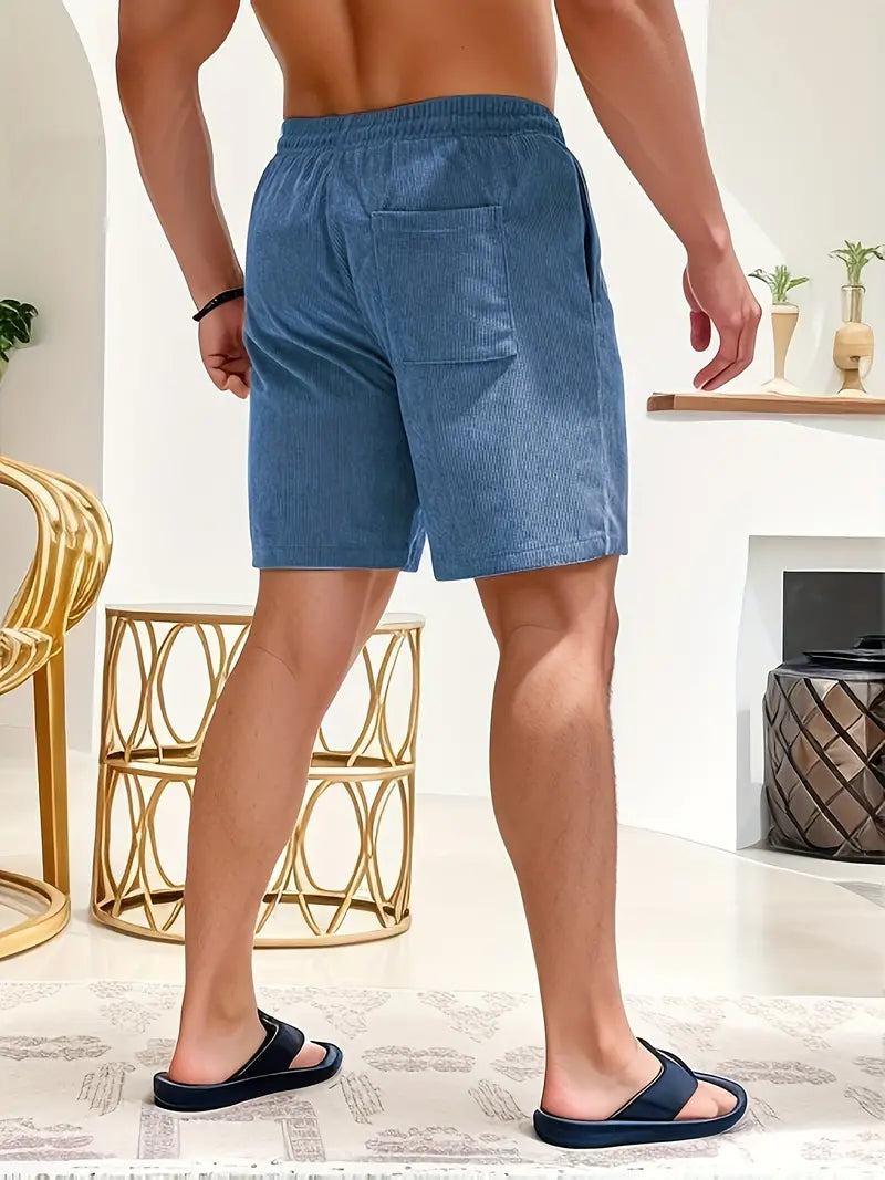 Shorts pour hommes à coupe décontractée avec taille à cordon
