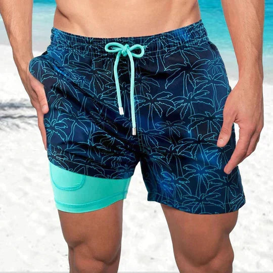 Shorts de bain pour hommes à séchage rapide avec compression intérieure
