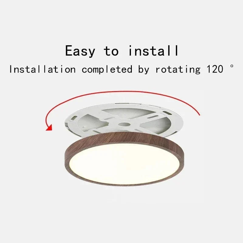 Lustre LED de Plafond en Bois Circulaire Ultrafin Moderne