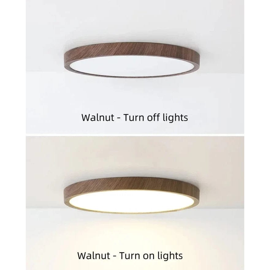 Lustre LED de Plafond en Bois Circulaire Ultrafin Moderne