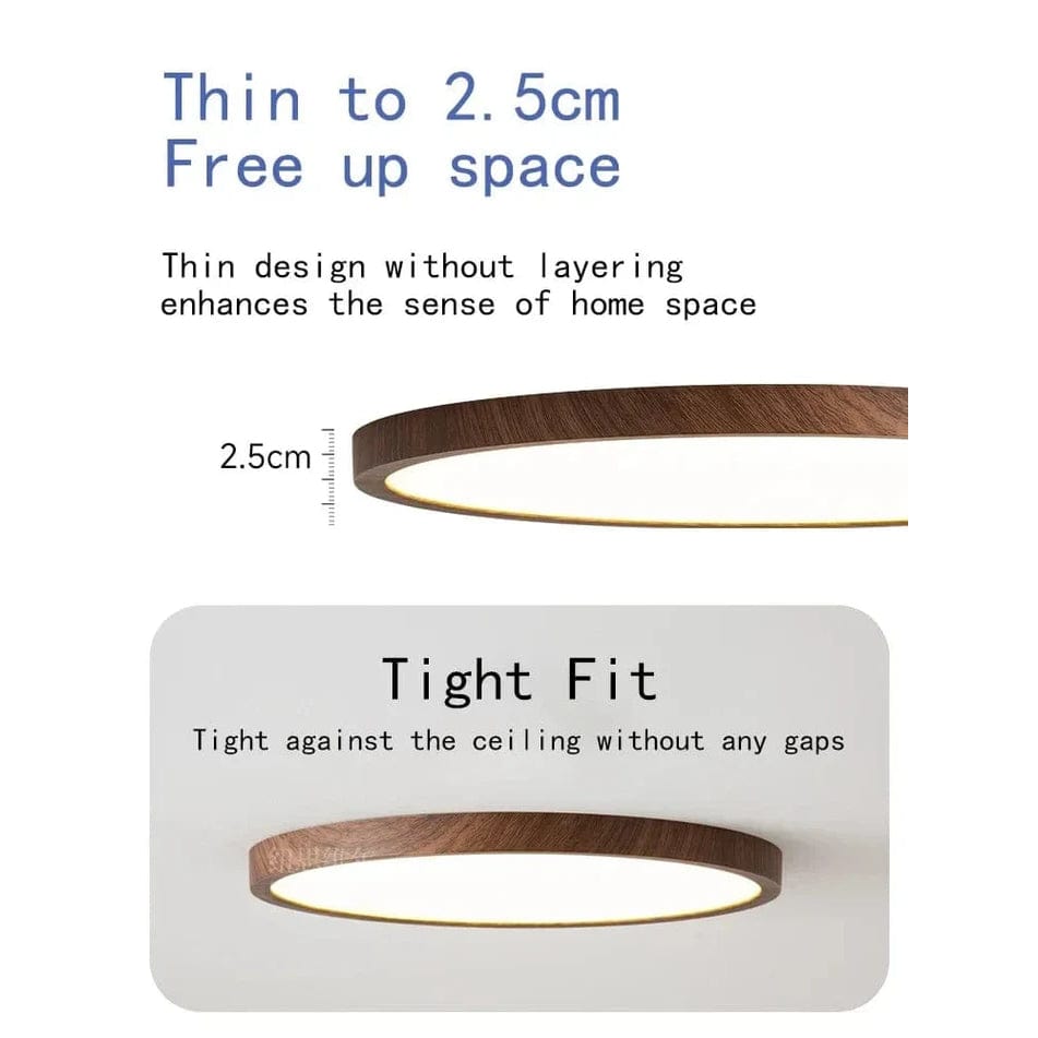 Lustre LED de Plafond en Bois Circulaire Ultrafin Moderne