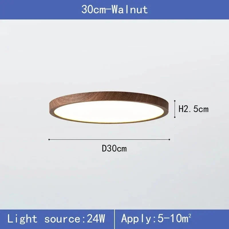 Lustre LED de Plafond en Bois Circulaire Ultrafin Moderne