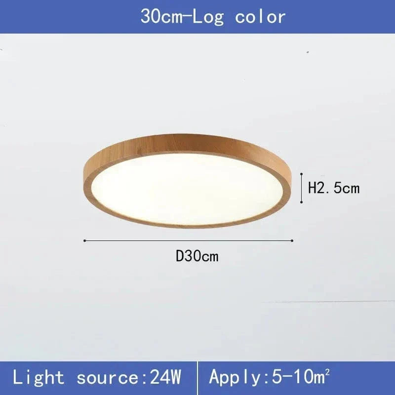 Lustre LED de Plafond en Bois Circulaire Ultrafin Moderne