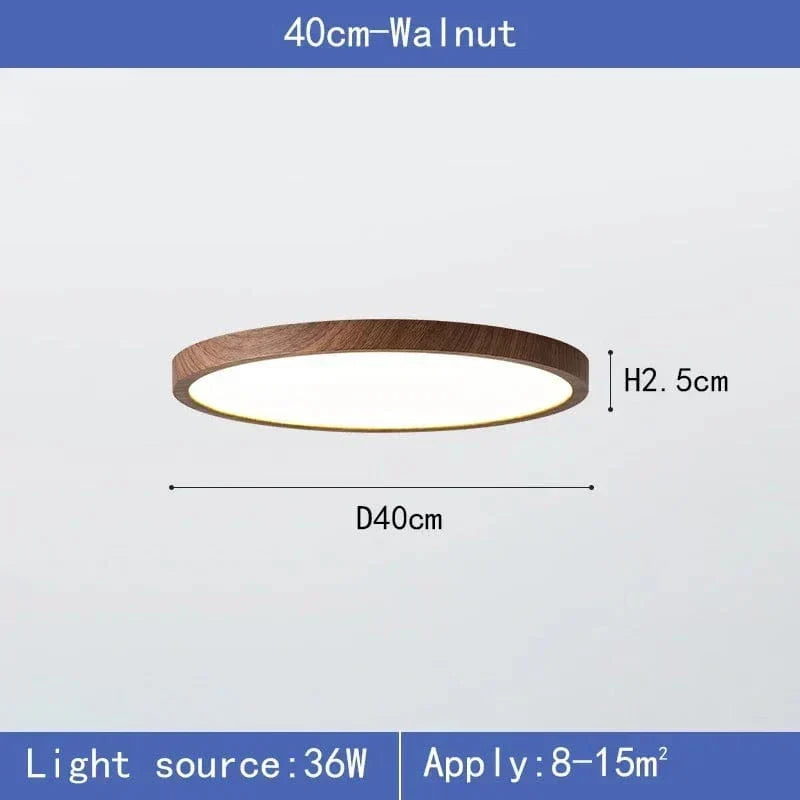 Lustre LED de Plafond en Bois Circulaire Ultrafin Moderne