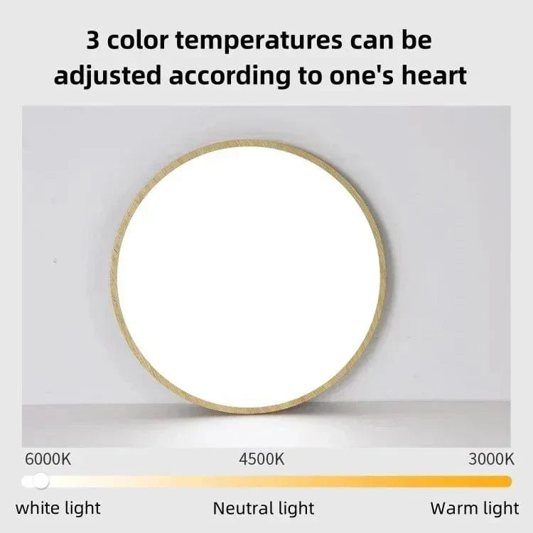 Lustre LED Circulaire en Bois Élégant - Moderne et Énergétiquement Efficace
