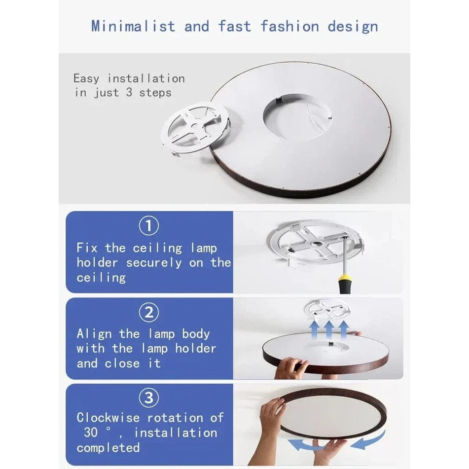 Lustre LED Circulaire en Bois Élégant - Moderne et Énergétiquement Efficace