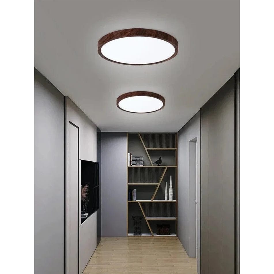 Lustre LED Circulaire en Bois Élégant - Moderne et Énergétiquement Efficace