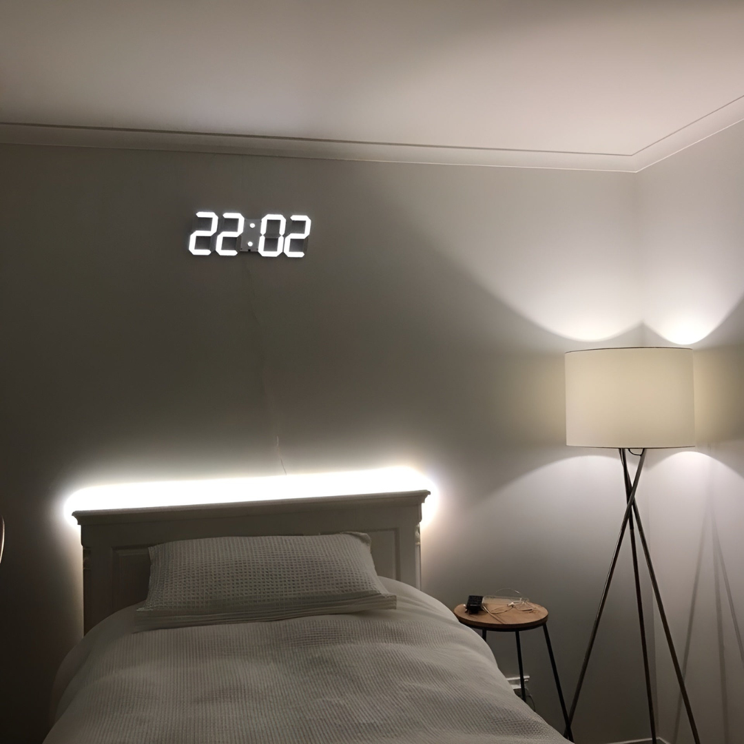 Horloge Murale LED Moderne - Affichage Numérique du Temps pour la Maison ou le Bureau