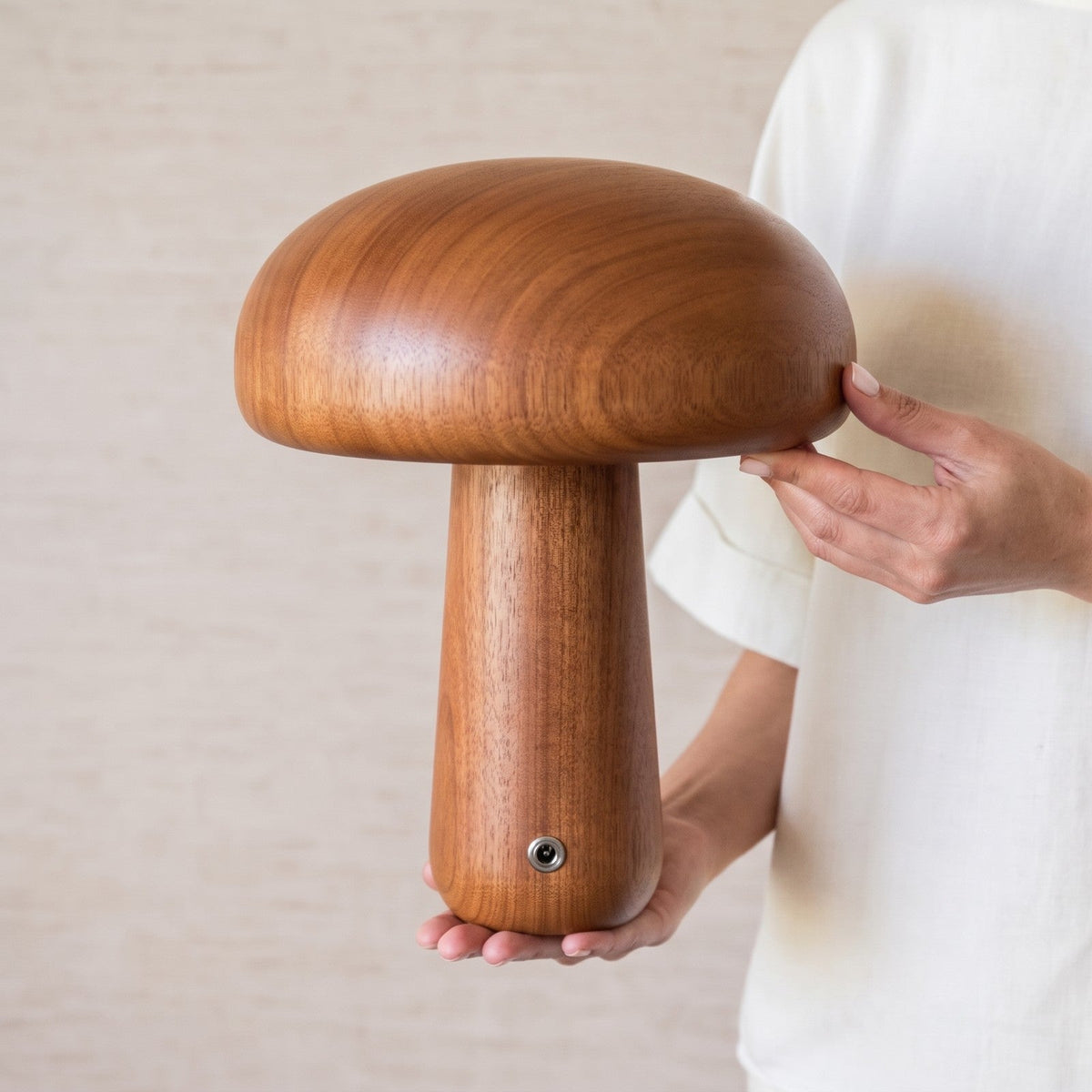 Lampe Champignon - Lampe de Table en Bois