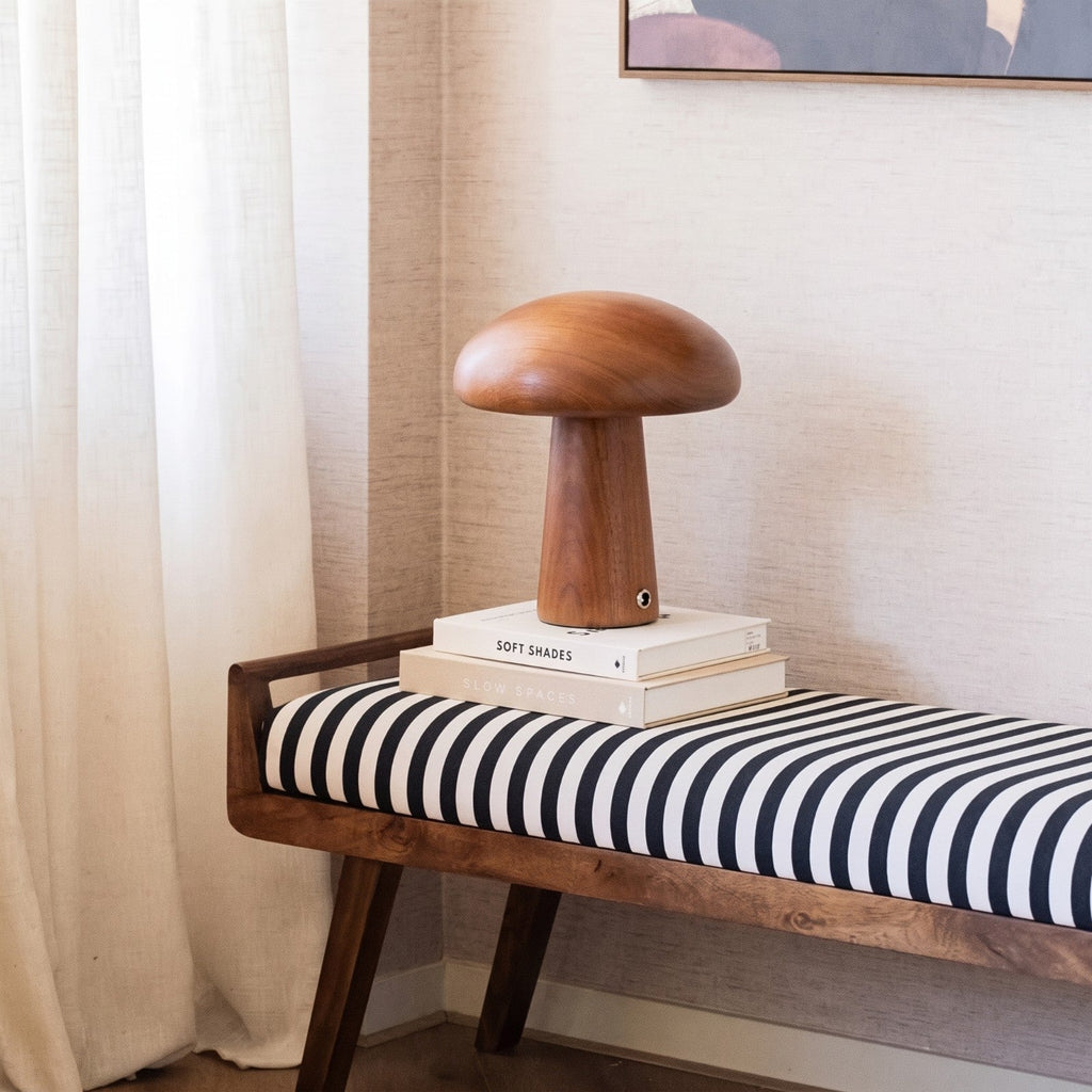 Lampe Champignon - Lampe de Table en Bois