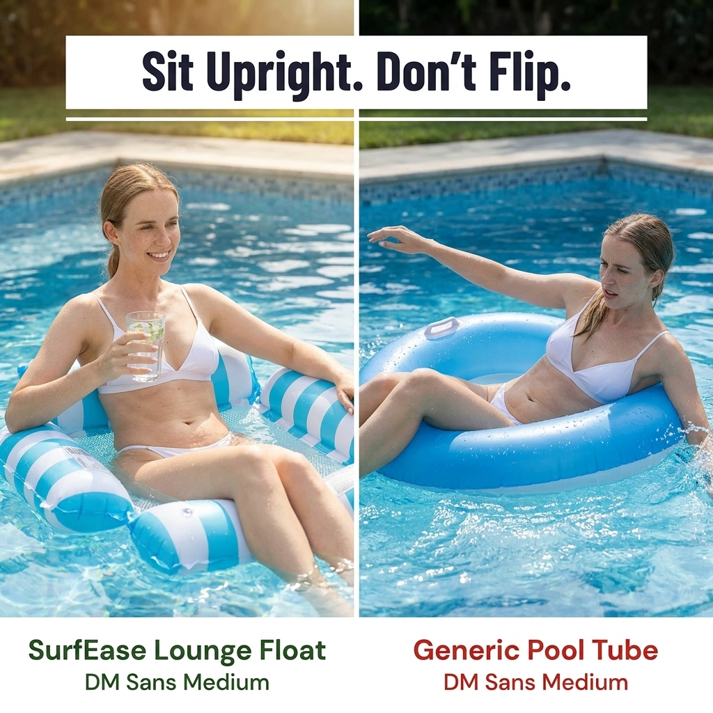 SurfEase™ Flotteur Lounge 4-Sides — Asseyez-vous, Allongez-vous, Restez au Frais Toute l'Après-Midi
