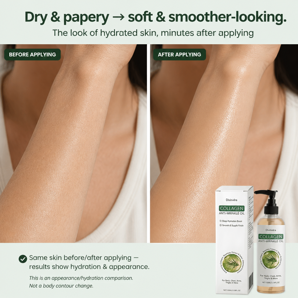 Divinvéra™ — Lissez et raffermissez l'apparence de la peau crépue sur le cou, les bras et les cuisses