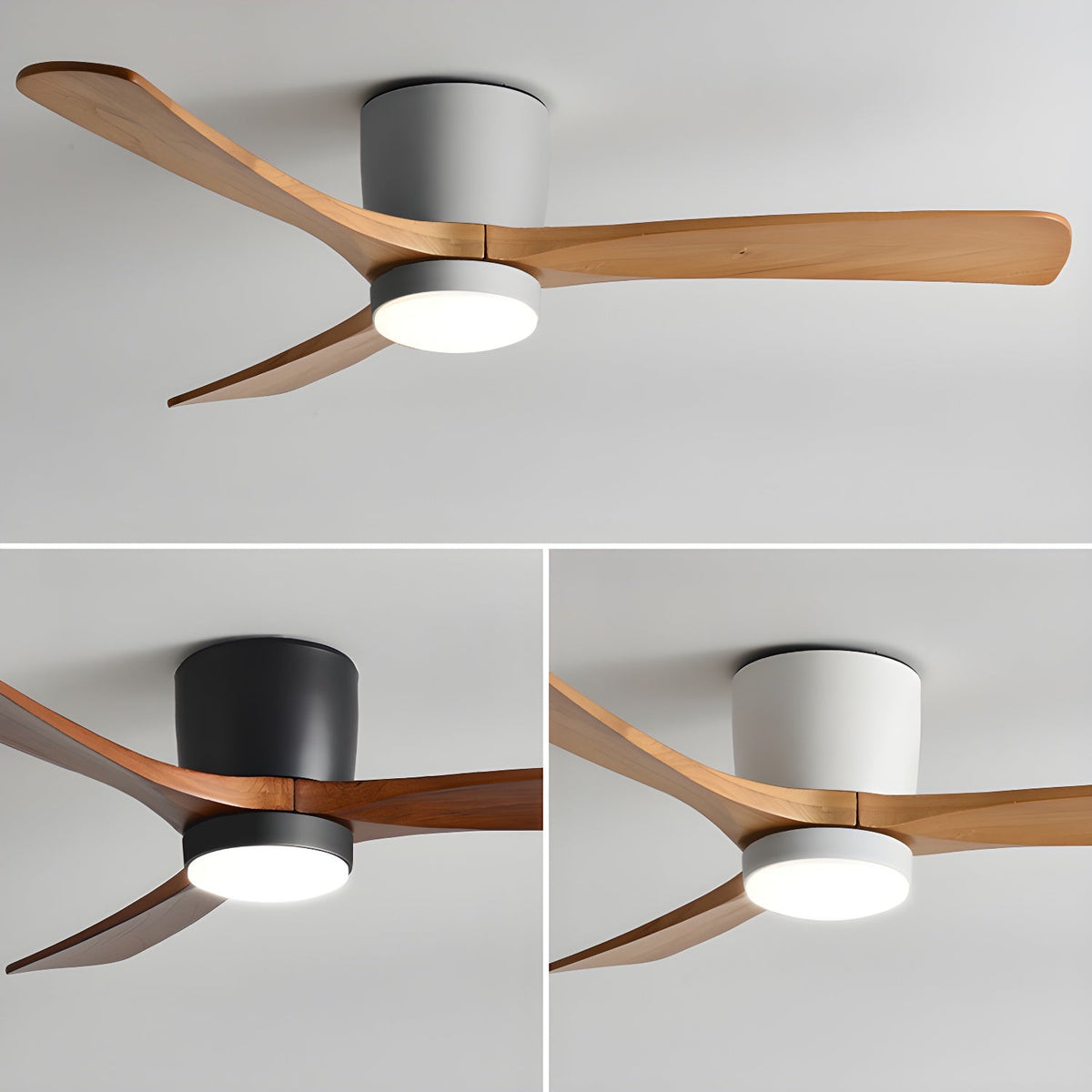 Ventilateur de Plafond en Bois Nordique avec Télécommande LED
