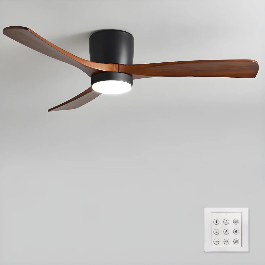 Ventilateur de Plafond en Bois Nordique avec Télécommande LED