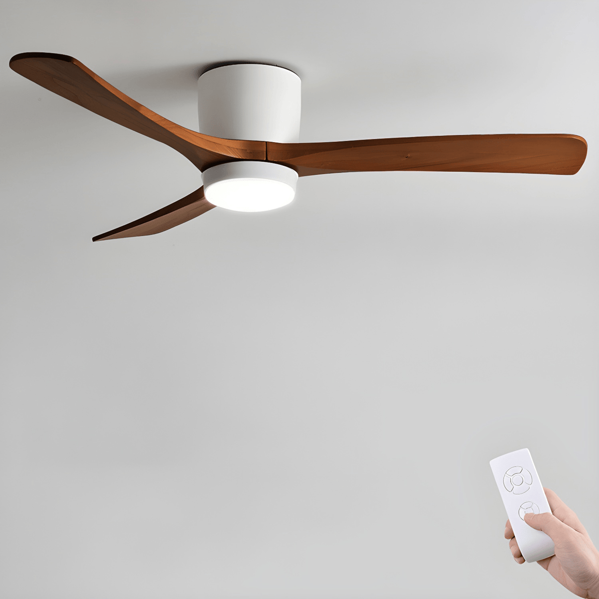 Ventilateur de Plafond en Bois Nordique avec Télécommande LED